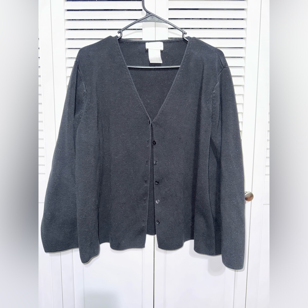 Designers Originals 2X Black Luxelon Long Sleeve Cardigan